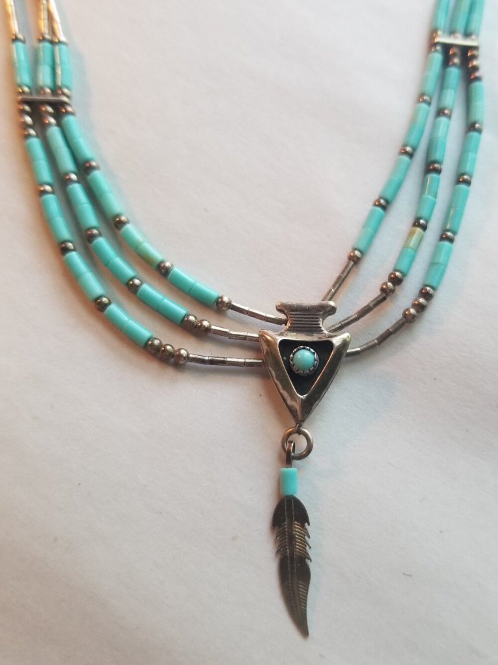 Native American Liquid silver & turquoise necklace